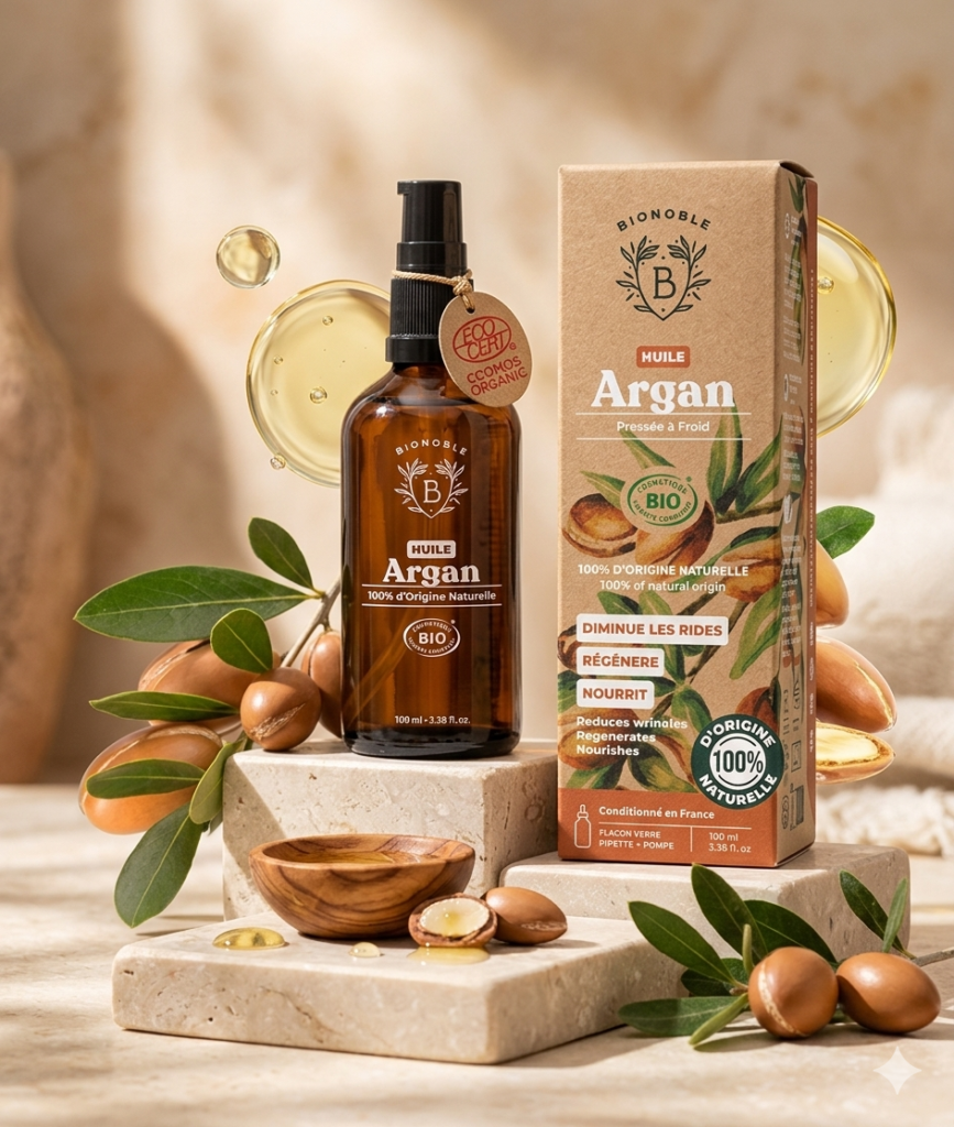bionoble huile argan bio pressee a froid soin cheveux clubutil

