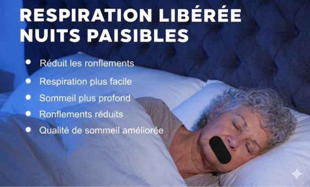 Femme dort avec bande buccale