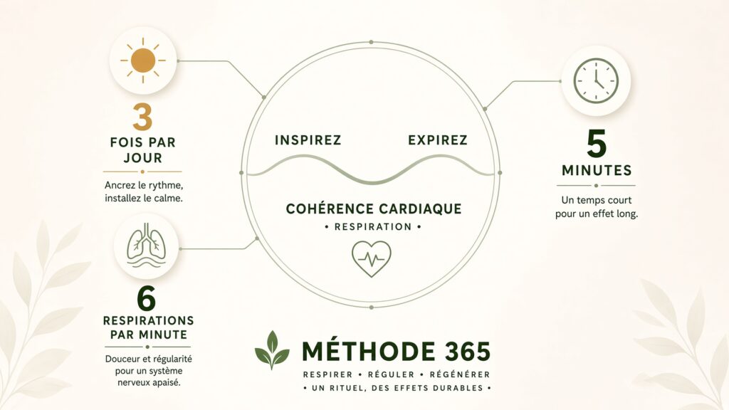 infographie : La cohérence cardiaque : 5 minutes par jour pour rajeunir le système nerveux pour bien vieillir